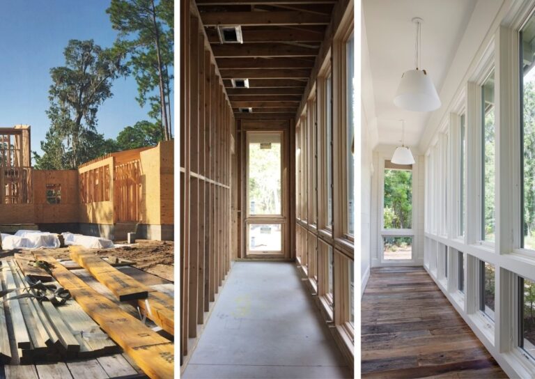 Framed hallway in a house under construction