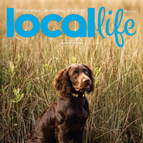 Local Life magazine cover with brown dog sitting in a field of tall grass.