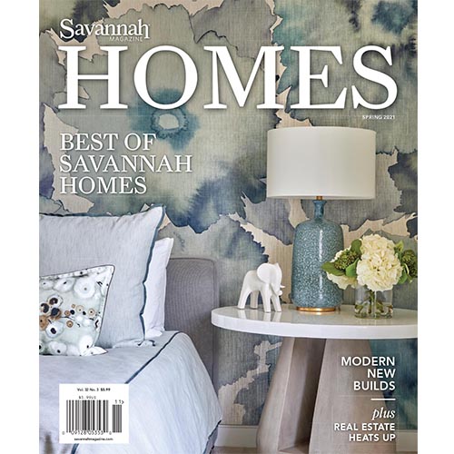 Magazine cover of Savannah Homes “Best of Savannah Homes” with elegant living room.