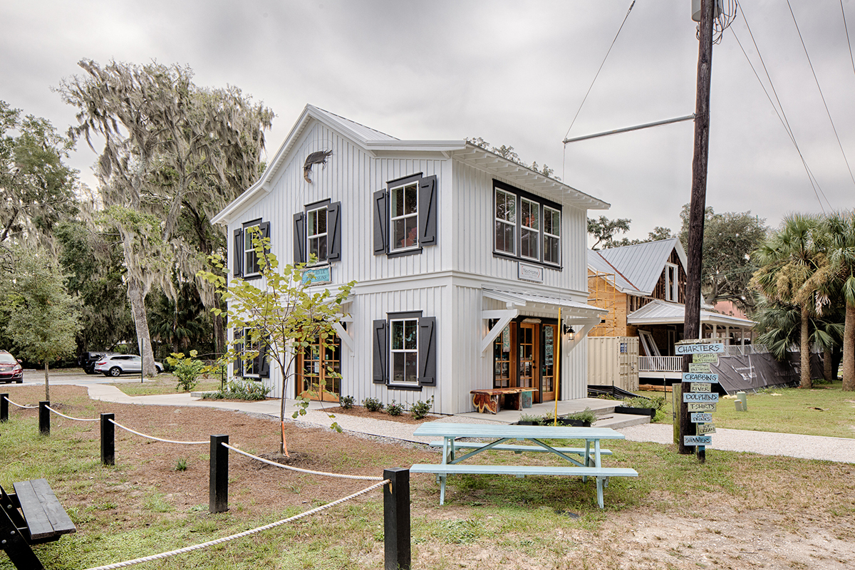 Cottage-style commercial building with colorful details.