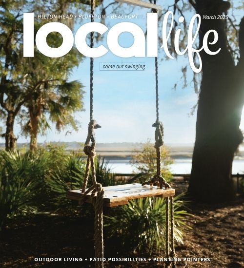 Magazine cover of Local Life with a tree swing overlooking water